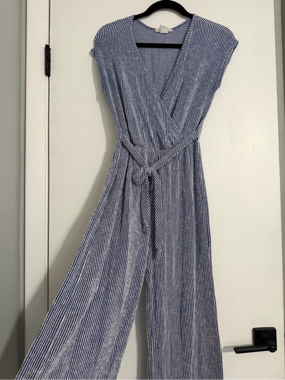 Caution To The Wind Blue Striped Wrap Midi Dress - Picture 3 of 5